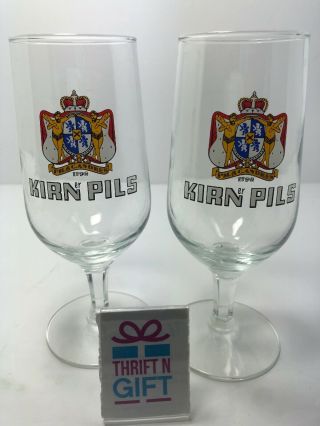 Kirner Pils Beer Stemmed 6 Oz Pilsner Glasses,  Rare - Set Of 2