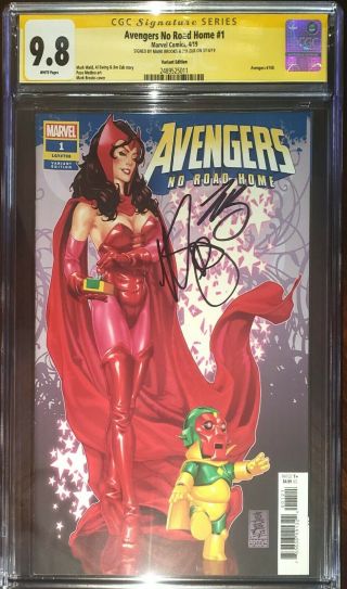 Avengers No Way Home 1 Variant Cover Cgc Ss 9.  8 Signed By M.  Brooks & Jim Zub