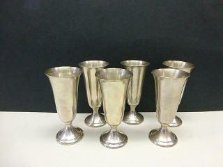 6 Modernist Alvin Sterling Silver Cordial Wine Cup Goblet Art Deco Set S247
