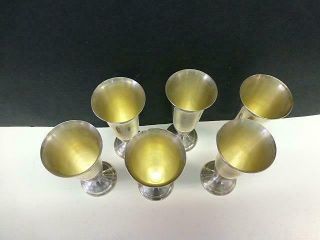 6 Modernist ALvin Sterling Silver Cordial Wine Cup Goblet Art Deco SET S247 2