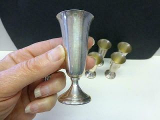 6 Modernist ALvin Sterling Silver Cordial Wine Cup Goblet Art Deco SET S247 3
