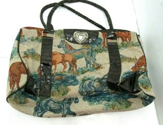 Horse Equestrian Tapestry Tote Shopping Beach Bag With Wallet Purse Handbag