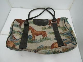 Horse Equestrian Tapestry Tote Shopping Beach Bag with Wallet Purse Handbag 4