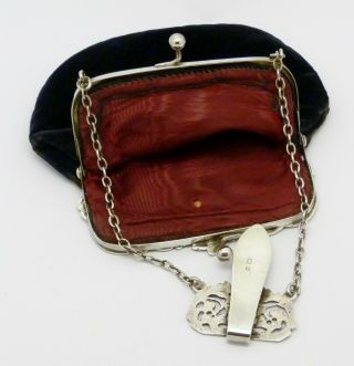 RARE HENRY MATTHEWS SOLID SILVER MOUNT EVENING BAG CHATELAINE HM 1901 6
