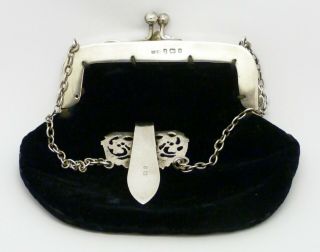 RARE HENRY MATTHEWS SOLID SILVER MOUNT EVENING BAG CHATELAINE HM 1901 7