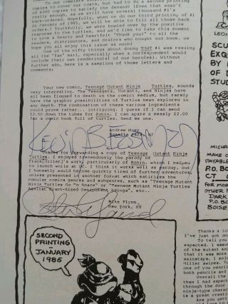 Teenage Mutant Ninja Turtles 2 2nd Print,  VF -,  SIGNED BY EASTMAN AND LAIRD RARE 4