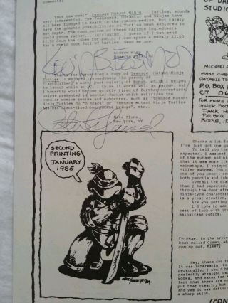 Teenage Mutant Ninja Turtles 2 2nd Print,  VF -,  SIGNED BY EASTMAN AND LAIRD RARE 5