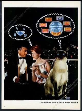 1963 Siamese Cat Photo Kal Kan Cat Food Vintage Print Ad