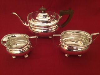 Quality Edwardian 3 Piece Silver Plated Epns Tea Set Service Set