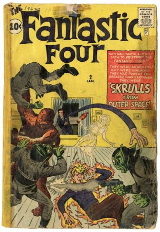 Fantastic Four 2 Fr 1.  0 Complete 1st App.  Skrulls Marvel 1961