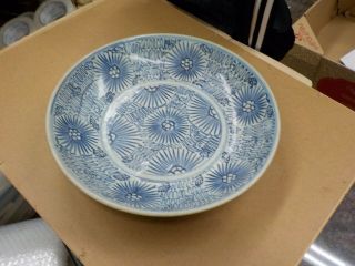 Antique Blue & White Chinese Plate Signed On Back