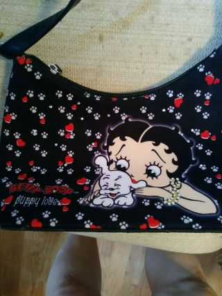 Betty Boop And Pudgy The Puppy Dog With Rhinestones Purse Shoulder Bag