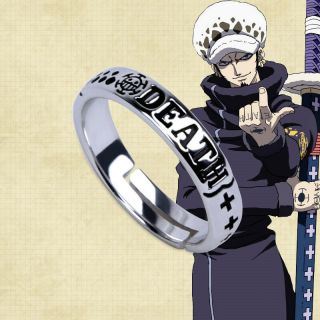Hot Anime One Piece Trafalgar Law Ring Sliver Cosplay Gift Adjustable Ring