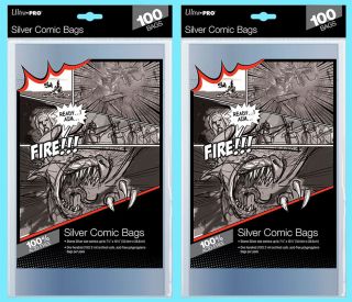 200 Ultra Pro Silver Size Comic Book Bags Storage 7 - 1/4 " X 10 - 1/2 " Archival