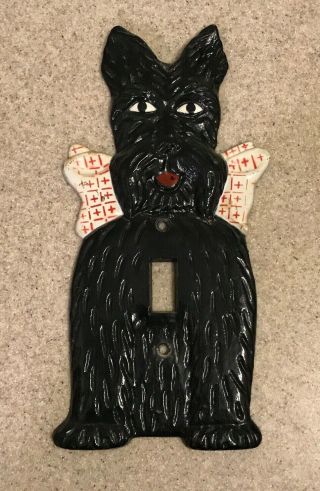 Vintage Black Scottie Dog Light Switch Plate Cover Made In Usa Engel Plastic