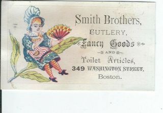 Bb - 306 Ma,  Boston,  Smith Brothers Cutlery Victorian Trade Card Girl With Fan