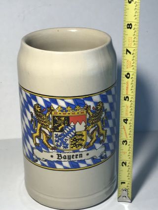Deutschland Bayern German Beer Stein Mug West Germany 1l Ger7