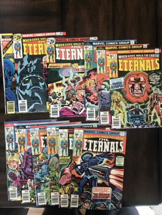 The Eternals 1 - 12 Comic Book Run Old Stock Near 3,  5,  2 1st Appearance