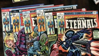 THE ETERNALS 1 - 12 COMIC BOOK RUN OLD STOCK NEAR 3,  5,  2 1st APPEARANCE 7