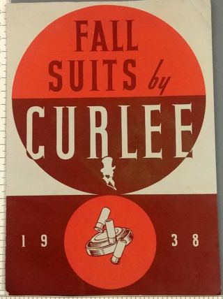 1938 Curlee Clothes Fall Suit Promo Brochure Fabric Sample J Walker Marietta Ga