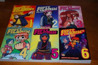 Scott Pilgrim Manga Volumes 1 - 6.  The Complete Series By Bryan Lee O 