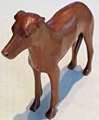 Vintage Hand Carved Great Dane (?) Wooden Figurine Signed Abh