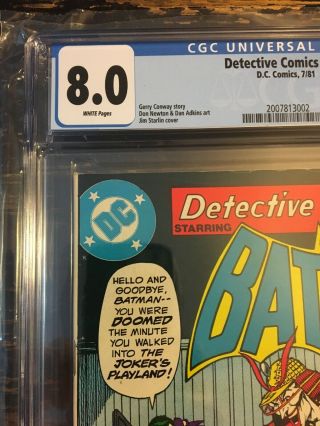 Detective Comics 504 CGC 8.  0 (DC) Combine 2