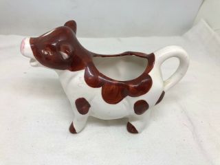 Vintage Cow Ceramic Creamer Brown And White Spots