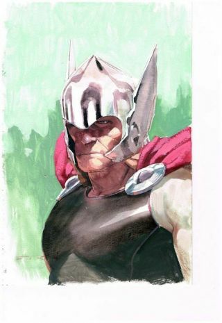 Esad Ribic Thor Painted Sketch On 10x15 Color Commission Stunning Piece