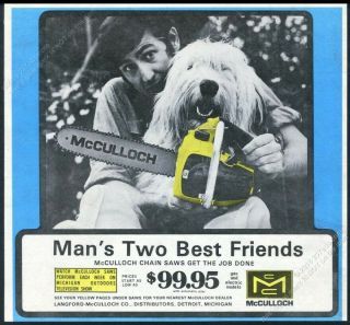 1974 Old English Sheepdog Photo Mcculloch Chain Saw Chainsaw Vintage Print Ad