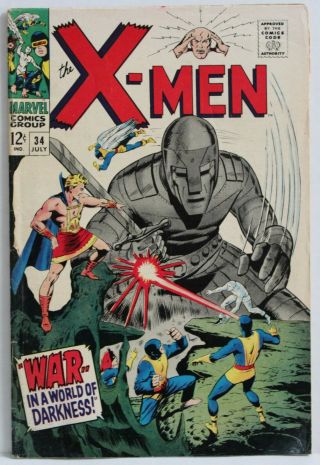 Solid - Looking X - Men 34 At 7.  0 Fn/vf With Adkins Cover Art.  War In A Dark World.