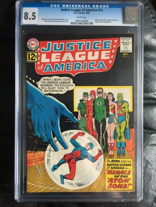 Justice League Of America 14 Cgc Vf,  8.  5; White Pg ; Atom Joins Jla