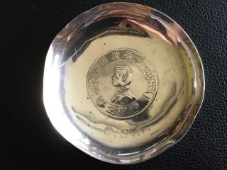 China Chinese 1912 Sun Yatsen Coin Sterling Silver Dish Plate With Wh90 Hallmark