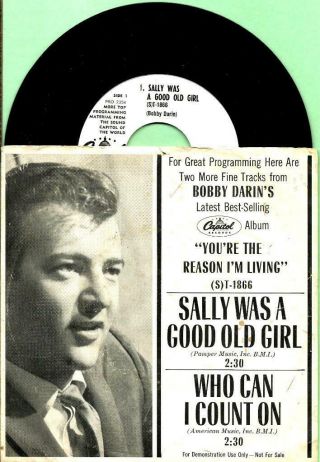 Bobby Darin Sally Was A Good Old Girl Promo Picture Sleeve 45 Rpm Record