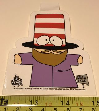 Vintage 1998 South Park Mr.  Hat Sticker Comedy Central Garrison