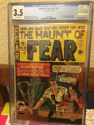 HAUNT OF FEAR 16 (2) CGC 3.  5 FIRST 1st OLD WITCH APPEARANCE KEY EC 4