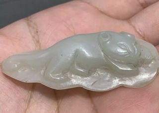Antique Chinese White Mutton Jade Statue Of A Animal Qing