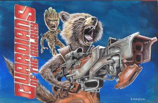 Art On Guardians Of The Galaxy Blank Sketch Cover Rocket Racoon Groot