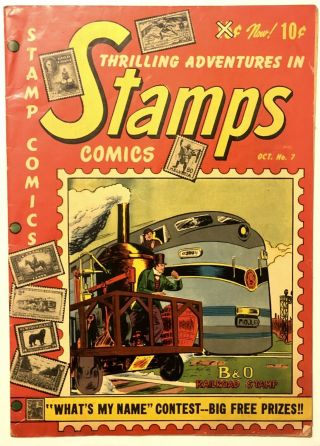 Thrilling Adventures In Stamps Comic Book 1952 B & O Railroad On Cover Fn,