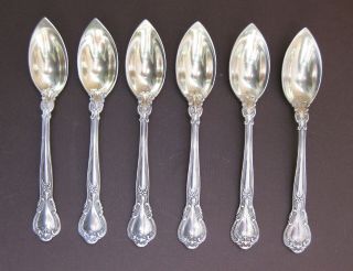 Set Of 6 Gorham Chantilly Sterling Silver Pointed Citrus Spoons