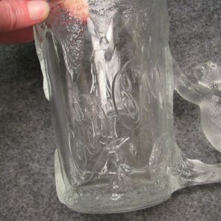 1997 Coca - Cola Thick Frosted Clear Glass Mug Cup w/Polar Bear Handle 5 - 3/4 