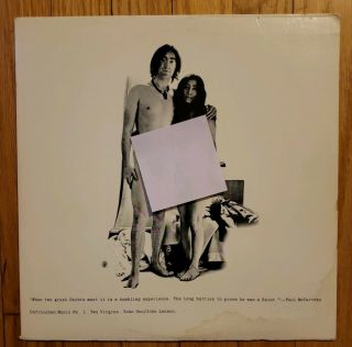 John Lennon Yoko Ono Two Virgins Lp Vinyl Apple T - 5001 Us 1968 Orig Monarch Ex
