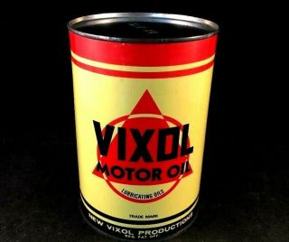 Vintage Vixol Motor Oil Quart Can Rare Old Advertising Tin Gas