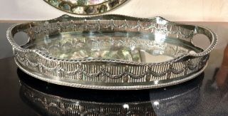 William Adams Sheffield Silver Plated Reticulated Gallery Tray Garlands Footed