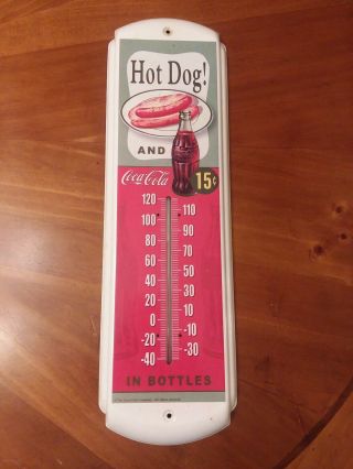 Vintage Look Coca - Cola,  Hot Dog & 15 Cent Coke,  Thermometer,  Desperate Interprise