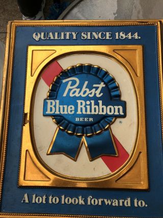 Vtg Pabst Blue Ribbon Beer Plastic Sign
