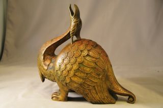 ANTIQUE CHINESE MING BRONZE GOLD GILT MYTHICAL BEAST - IMPORTANT 3