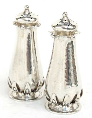 Classic Hand Wrought Sterling Salt & Pepper Shakers Danish Design