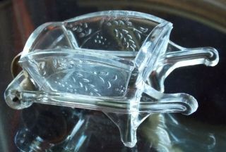 Antique Clear Glass Wheel Barrow Candy Container