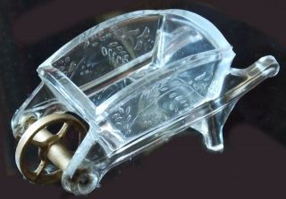 Antique Clear Glass Wheel Barrow Candy Container 2